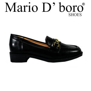 Womens Black Leather Loafers Shoes with Gold Buckle Detail LX 27656 C61