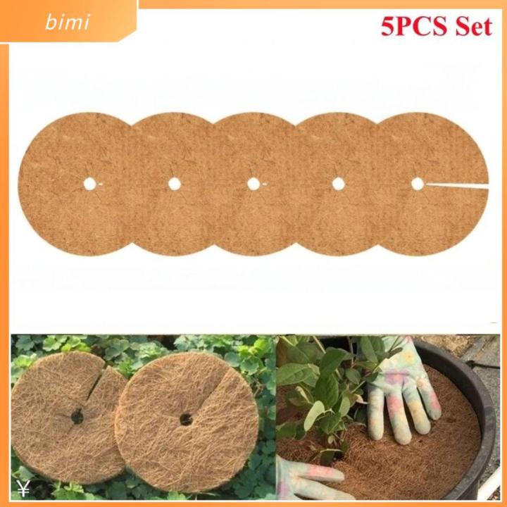 BIMI 5Pcs Coco Coir Fiber Organic Weed Barrier Mat Tree Mulch Ring Tree Mulch Ring Protector