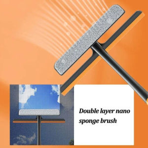 แปรงปัดมุ้งกันยุงทำความสะอาดมุ้ง แปรงแก้ว 3 ใน 1 หมุนได้ 360° พร้อมฟองน้ำทำความสะอาดแบบหนา