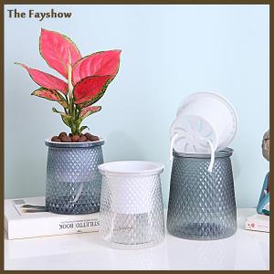 [The Fayshow] Double-layer Self Watering Plant Pot Transparent Plastic Flower Vase Automatic Lazy Potted Flower Pot Hydroponic Flowerpot Decor