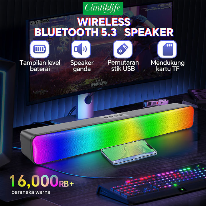 Speaker Bluetooth Soundbar RGB Smart Lamp Touch Mini led HiFi Portable ...