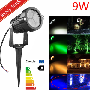 【Buy More & Save】9W LED Lawn Light Garden Floodlight 85% Energy-saving environment-friendly with Base Yard Patio Path Spotlight Lamp Waterproof Led Garden Lights Lawn Lamp Street Lights Outdoor Garden Light AC12V/220V Warm/Cool white with Spike