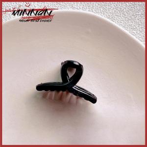 [minnan] Fashion Women Seersucker Clip Black Bowknot Hair Grab Hair Bow Shark Clip Mesh Bubble Grabber Girl Headwear