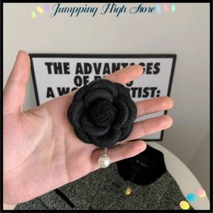 【Jumpping】 เข็มกลัดดอกไม้คาเมลเลียใหม่มีโบว์ผูกเสื้อสำหรับสตรีเครื่องประดับปกเสื้อเข็มกลัดสำหรับงานแต่งงานแนววินเทจสำหรับผู้หญิง