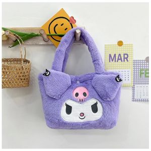 (SG Seller) Sanrio Plush Bag Kawaii Cinnamoroll Handbag Stuffed Toys Cartoon Kuromi My Melody Shoulder Makeup Bag Storage Tote Bag Girls Gift