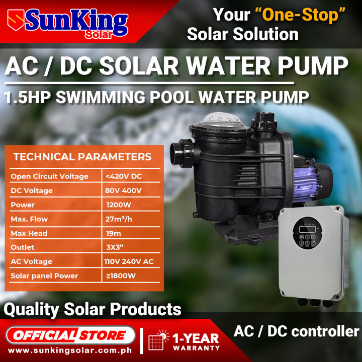 1.5hp swimming pool water pump ac/dc sunking solar sunkingsolar with ac ...