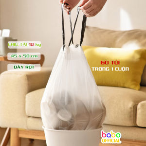 Combo 4 cuộn Túi Rác Dây Rút mỗi cuộn 60 túi Rác Di Động đựng Rác Nhà Bếp Lớn Cực Dày (TB06)