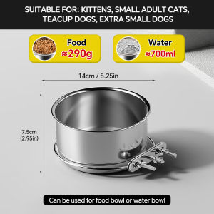 Pet Hanging Stainless Bowl with Metal Hook for Dog Water Feeder Food Feeder
