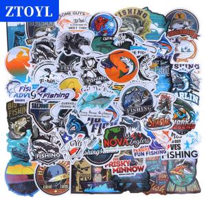 [COD] ZTOYL สติกเกอร์ตกปลาสำหรับติดแล็ปท็อปและสเก็ตบอร์ดติดโทรศัพท์ลายตลกสำหรับติดตู้เย็นในรถยนต์ถังเก็บของตกแต่งแบบ DIY 50 100ชิ้นฟิชเชอร์แมนปลานอกสถานที่