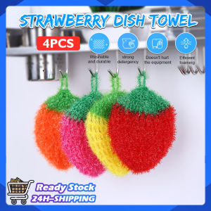 Strawberry Dishwashing Towels Polyester Yarn Oil-Free Dish Cloth Home Kitchen Colorful Cleaning Cloth Washing Bowl Reusable Soft Dish Towel