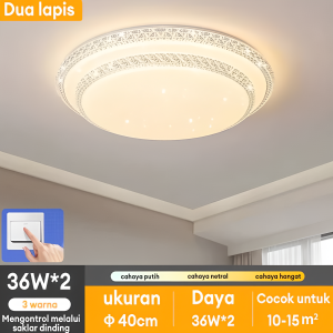 【Garansi 30 tahun】lampu plafon ceilling lampu led kamar tidur crystal 3 warna gorden murah tapi mewah luxury ekstravagan permukaan dipasang lampu led rumah