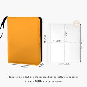 4 Grids Card Binder Album with Zipper 400 Slots Pokemon Card Album Idol Photo Collection Album