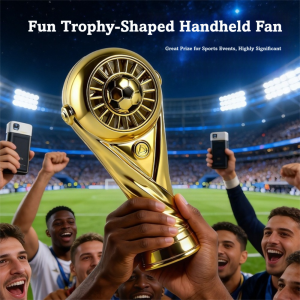 HQIANGDA Small Size Handheld Fan Football Trophy Design USB Charging Desktop Fan Mini Rechargeable USB Fan Summer Cooling