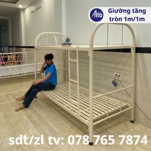 Giường Tầng Kí Túc Xá Giá Rẻ- Giường Sắt 2 Tầng Ống Tròn 80cm 1m 1m2 1m4 1m6 1m8 Dễ Lắp