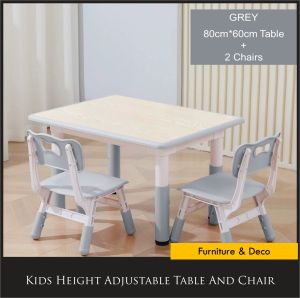 Kids Table and 2 Chairs Set - Toddler Activity Chair - Lightweight Adjustable Height Plastic Desk