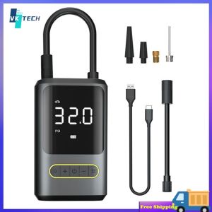 [ VKTECH ] Multi-Functional Electric Tire Inflator with Bright Light and Power Display - Perfect for Car and Bike Tires