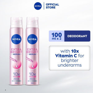 PACK OF 2 NIVEA Deodorant Extra Bright Anti-Perspirant Serum Spray with Vitamin C 100ml