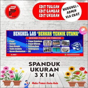 Spanduk Bengkel Las / Banner Bengkel Las / Spanduk Bengkel Ukuran 3x1 meter Bisa COD