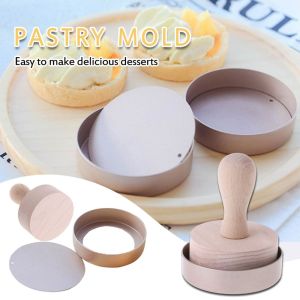 HJKL Mới lạ Phòng bếp Hợp kim nhôm Đáy lỏng lẻo Món tráng miệng Gỗ Xử Lý Khuôn bánh tart Bánh ngọt Pusher Khuôn bánh Pie Pan