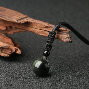 Natural Rainbow Eye Obsidian Lucky Bead Pendant Necklace Jewelry Men and Women Healing Stone Buddha Bead Reiki Stone Couple Pendant