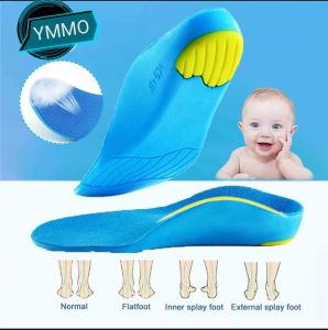 1 pair of pediatric orthopedic arch support insoles - blue PU foam heel pads suitable for flat feet plantar fasciitis relief foot pain relief in children