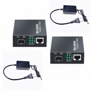 Gigabit SFP Media Converter 1 SFP Port to 1 RJ45 Ethernet Fiber Optic Transceiver 10/100/1000Mbps Fiber to LAN Converter for IP Camera CCTV Network