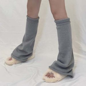 AZDH ยืดหยุ่น ญี่ปุ่น หญิง Lolita คอสเพลย์ สีทึบ เครื่องประดับเครื่องแต่งกาย ถุงเท้า Pile Women ถุงเท้ายาวถัก ขากว้าง Warmers ที่คลุมเท้า