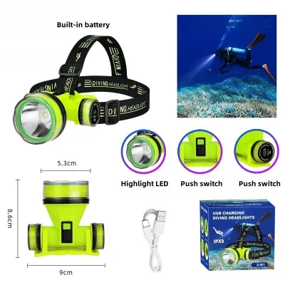 Diving Flashlight Headlight Flashlight Rechargeabl Waterproof Outdoor Led Diving Headlamp Flasligth water proof original