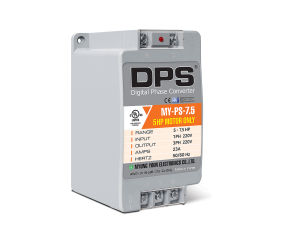 Single-Phase to 3-Phase Converter MY-PS-7.5 Model must be only used on 5HP(3.7kW) 15 Amps 200-240V 3-Phase Motor One DPS must be used on One Motor Only Input/Output 200V-240V