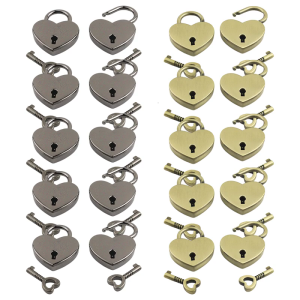 Cute Metal Heart Padlocks Set with Key Decorative Protective Lock Decorative Locking for Backpacks Diaries School Use