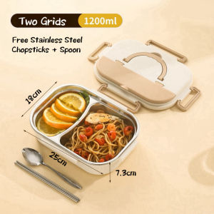 HomeFlex Bento Box Adult Lunch Box for Kids Keep Warm Thermal Lunch Container for Food 304 Stainless Steel Portable Insulated Food Containe with Bowl Safe Heating Through Microwave