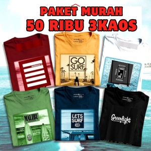 Paket Kaos MOTIF DIstro Cowok Cewek 50 ribu 3 PCS