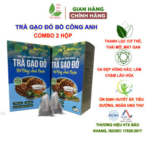 Combo 2 hộp trà gạo đỏ bồ công anh cuộn Bảo Khang  đẹp da an thần ngủ ngon thải độc gan giảm mỡ bụng lợi sữa