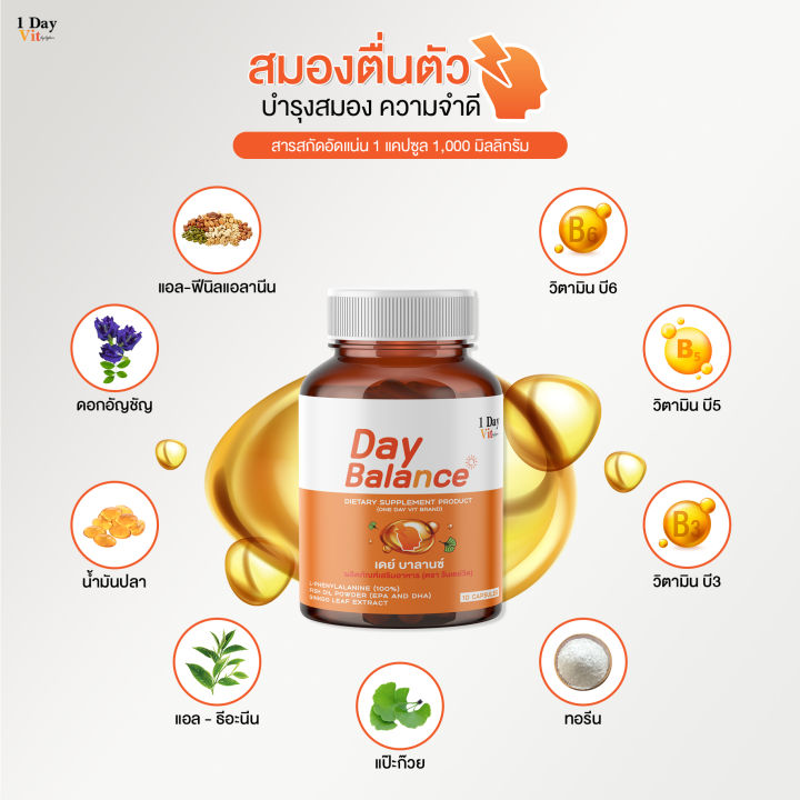 ส่งฟรี [ 1 Day Vit ] - Day Balance - ใช้สมอง ระหว่างวัน ได้เต็มที่ ...