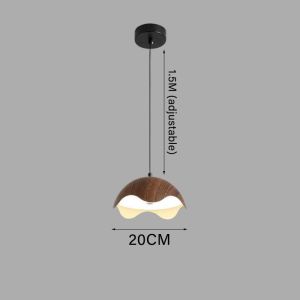Vintage Walnut Grain Pendant Light Japanese Bauhaus Iron Dining Light Cafe Decorative Hanging Light Minimalist Wabi-Sabi Kitchen Bar Counter Chandelier Ceiling Lights