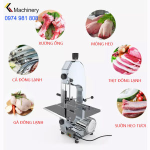 Máy cưa xương heo cưa thịt cá đông lạnh HR-210 công suất 1100W thân máy hợp kim nhôm đúc liền khối puly+bàn cắt inox 304