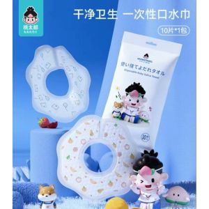 Momotaro Disposable Baby Saliva Towel 桃太郎婴儿一次性口水巾(七角围嘴) 10pcs
