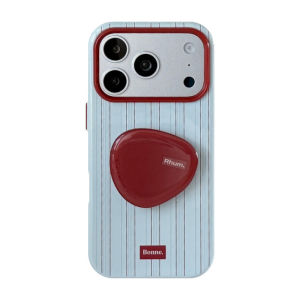 Retro Vertical Stripe TPU Phone Case With Matching Pop Socket Stand Shockproof Cover For iPhone 18 17 16 15 14 13 12 Pro Max Shockproof Cover
