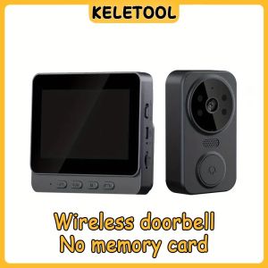 Doorbell Camera Wireless No Subscription Video Door Bell with Wired Screen Two-Way Audio 170° Angle Wide Camera Night Vision IP65 Waterproof for Outdoor No APP No WiFi Easy to Use