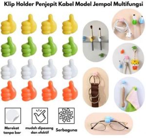 (BISA COD) PROMO KLIP HOLDER KABEL GANTUNGAN KUNCI MOTIF JEMPOL TANGAN UNIK / KLIP KABEL SERBAGUNA