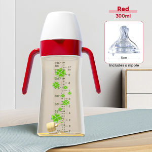 Keychild Baby Bottle With Straw Anti-Flatu Flip-Top Baby Feeding Bottle With Straw 300ML Bpa Free