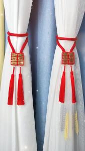 Wedding Decoration Backdrop Set Chinese Decorations Props Curtain Tie Magnet Tieback Clip Magnetic Rope Hook Plastic Adjustable Langsir Ikat Tepi Tie Backs Livingroom Decor Red Xi 婚房布置用品喜字贴囍sticker結婚禮物送新人結婚用品装饰红双喜窗帘绑带绑绳一对装环扣磁吸挂扣创意中式房间结婚庆中国