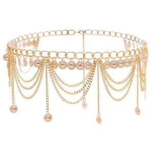 Ikat Pinggang Rantai Tari Belly Rantai Emas Waist Chain Gesper Bohemian Taritradisional Etnis