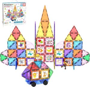Picasso Tiles 121 Pc Master Builder Magnetic tiles Building Block Construction Set Magnet Tiles Blocks With Car Trucketc