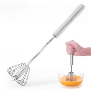 Stainless Steel Semi-Auto Egg Beater Small Self Whisk Hand Blender Mixer For Egg Cream Flour Stirrer