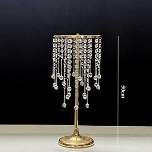 FFBH Crystal Pendant Flower Rack Luxury Aesthetic Wedding Decorations Flower Shelf Restaurant Desktop Floral Decor Party Ornaments K6R8Z