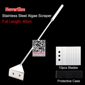 Aquarium cleaning tool for fishtank flat sand algae removal Dual-use Glass Algae Removal Scraper Household cleaning supplies tool Stainless Steel Aquarium Fishtank Algae Scraper With Blade Aquatic Water Plant Grass Cleaning Tool Algae Cleaner Kit Set