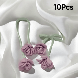OWMXZL 10Pcs DIY Craft Double Head Rose Flowers Handmade Crochet Decoration Artificial Rose Bow Flowers Sweet 3D Flower Patches Clothing Decoration