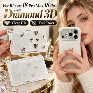 OWNNEW HD rõ nét Miếng dán bảo vệ camera bằng kính. Trái tim 3D đính cương Bao phủ toàn bộ Nắp bảo vệ ống kính máy ảnh. Chống trầy xước Phim bảo vệ ống kính Cho iPhone 18 Pro Max iPhone 18 Pro