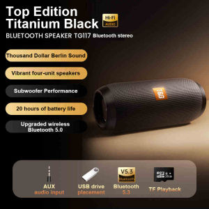 T&G TG-117 Portable Stereo Surround Type-C Bluetooth Speaker High power heavy bass，with 1200mAh High Endurance Battery